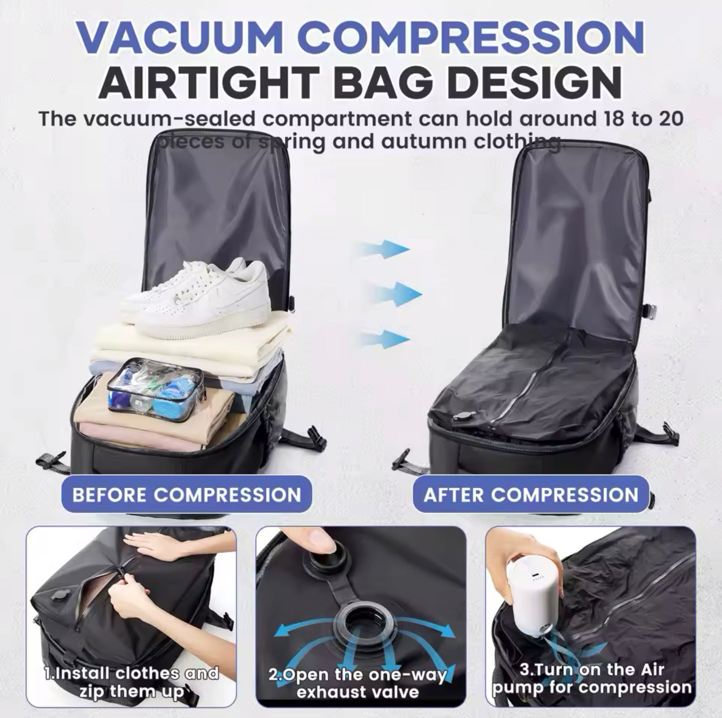 Vacuum Compression Backpack - Blue