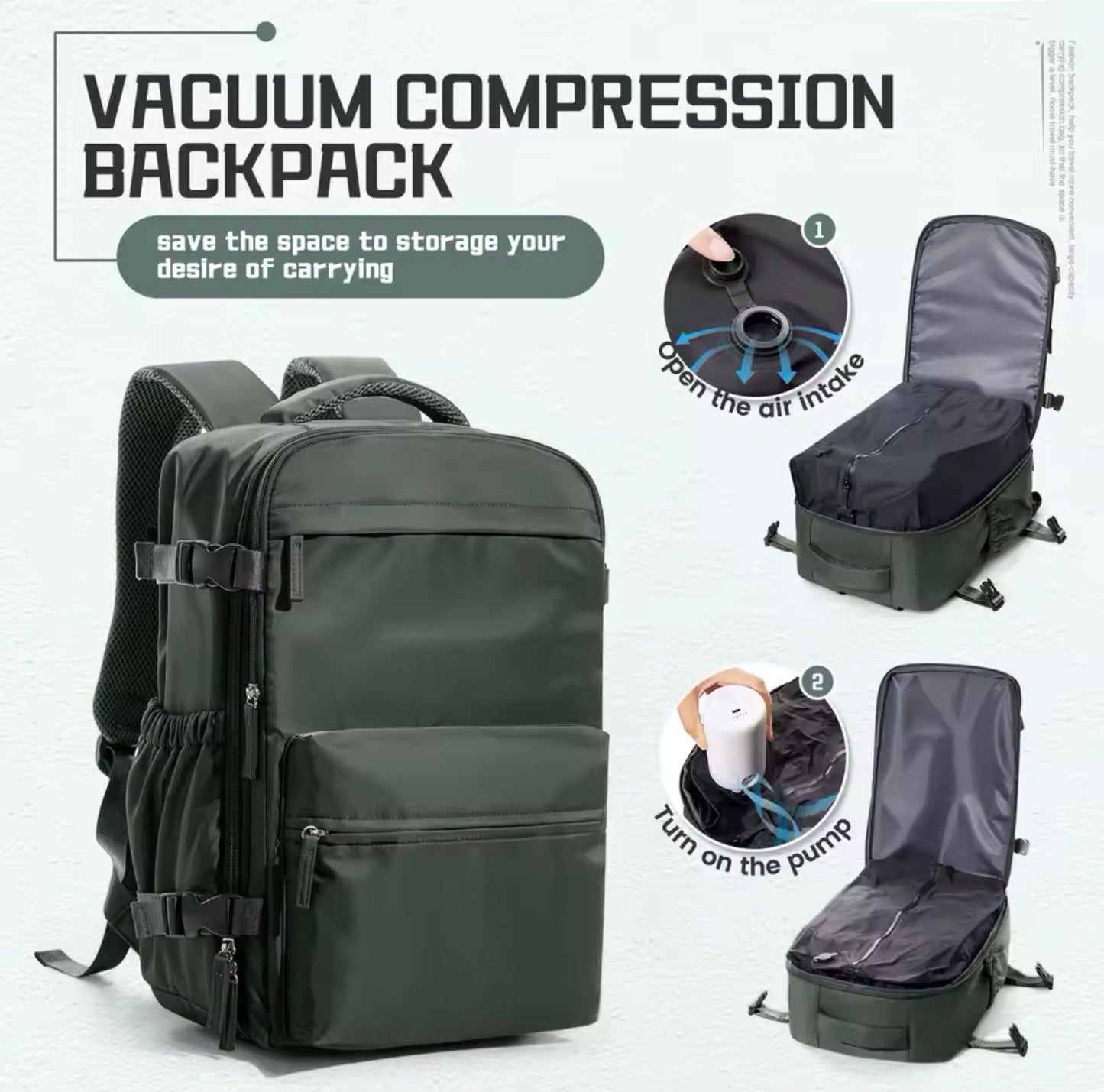 Vacuum Compression Backpack - Dark Green